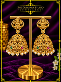 Lakshmi Temple Pearl Jhumka Earrings