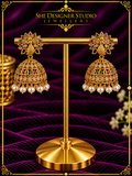 Peacock Multicolor Temple Jhumka Earrings