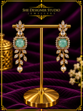 Mint Green Crystal Leaf Drop Earrings