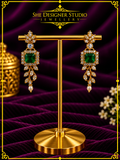 Emerald Green Crystal Leaf Drop Earrings
