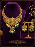Lakshmi Peacock Grand Temple Necklace & Earrings Set