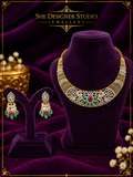 Ruby Emerald Floral CZ Necklace & Earrings Set