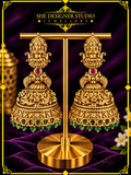 Lakshmi Heritage Emerald Bead Temple Jhumka Earrings