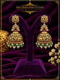 Ruby Emerald Crystal Heritage Jhumka Earrings