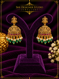 Lakshmi Ruby Green Temple Jhumka Earrings