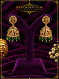 Goddess Emerald Temple Jhumka Earrings