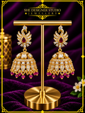 Ruby Peacock Crystal Jhumka Earrings