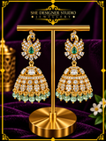 Emerald Peacock Crystal Jhumka Earrings