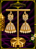 Peacock Crystal Pearl Jhumka Earrings