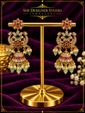 Ruby Emerald Floral Kundan Jhumka Earrings