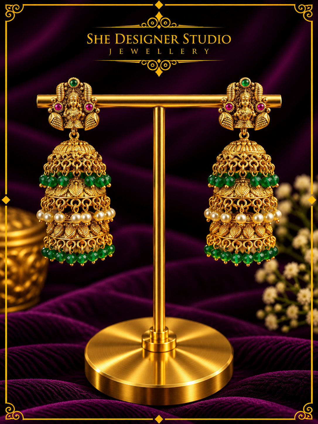 Lakshmi Layered Temple Jhumka Earrings