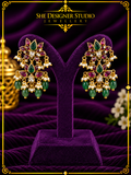 Ruby Emerald Floral Kundan Drop Earrings
