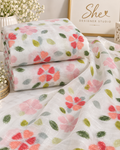 Aqua Bloom Embroidered Crushed Organza Fabric
