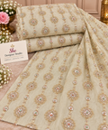 Ivory Pearl Medallion Embroidered Fabric