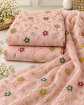 Blush Pink Multicolor Floral Vine Sequin Embroidered Fabric