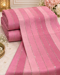 Rose Pink Linear Sequin Embellished Fabric