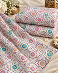 Ivory Multicolour Geometric Sequin Fabric