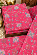 Rani Pink Blue Floral Vine Embellished Fabric