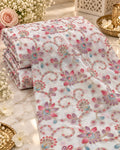 Ivory Pink Purple Floral Vine Embellished Fabric