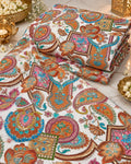 Ivory Multicolour Heritage Paisley Sequin Fabric