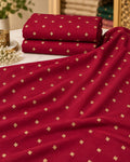 Ruby Maroon Mini Floral Butti Embellished Fabric