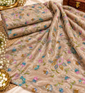 Mist Blue Multicolour Floral Vine Embroidered Fabric