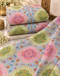 Blush Pink Mughal Medallion Embellished Fabric