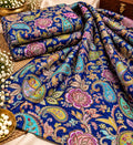 Royal Blue Multicolour Paisley Floral Embellished Fabric