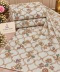 Ivory Champagne Floral Bead & Sequin Embroidered Fabric