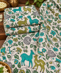 Ivory Deer & Botanical Folk Print Fabric