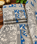Blue Classical Dancer Kalamkari Print Fabric