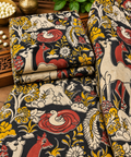 Black Mustard Animal Kalamkari Print Fabric