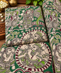 Green Ganesha Heritage Kalamkari Print Fabric