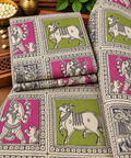 Kalamkari Heritage Cow & Ganesha Panel Fabric