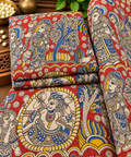 Red Heritage Ganesha Kalamkari Print Fabric