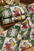 Green Traditional Woman Block Print Fabric