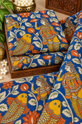 Royal Blue Folk Dancer Kalamkari Fabric