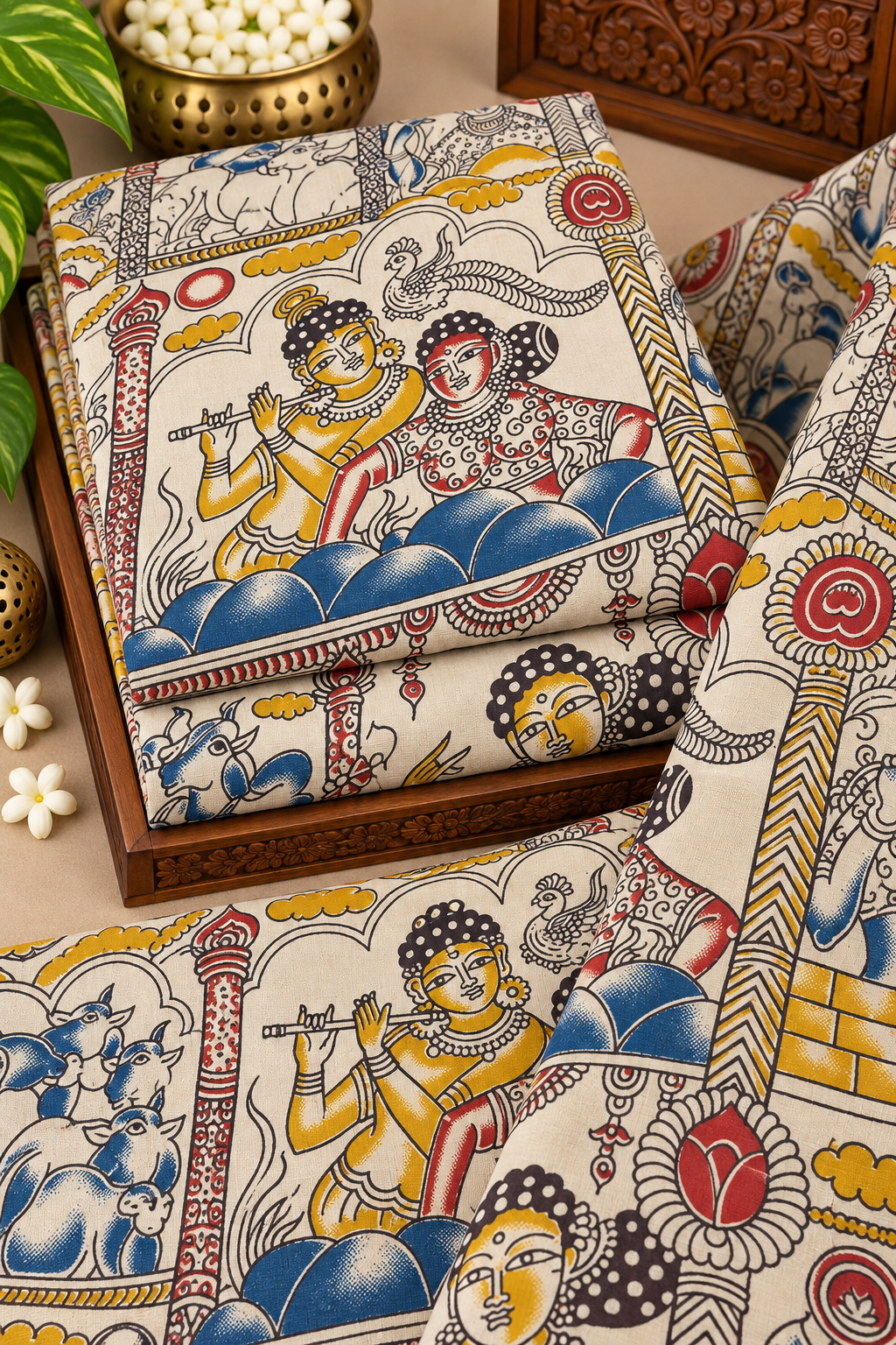 Radha Krishna Heritage Kalamkari Fabric