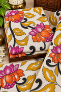 Ivory Multicolor Lotus Floral Print Fabric