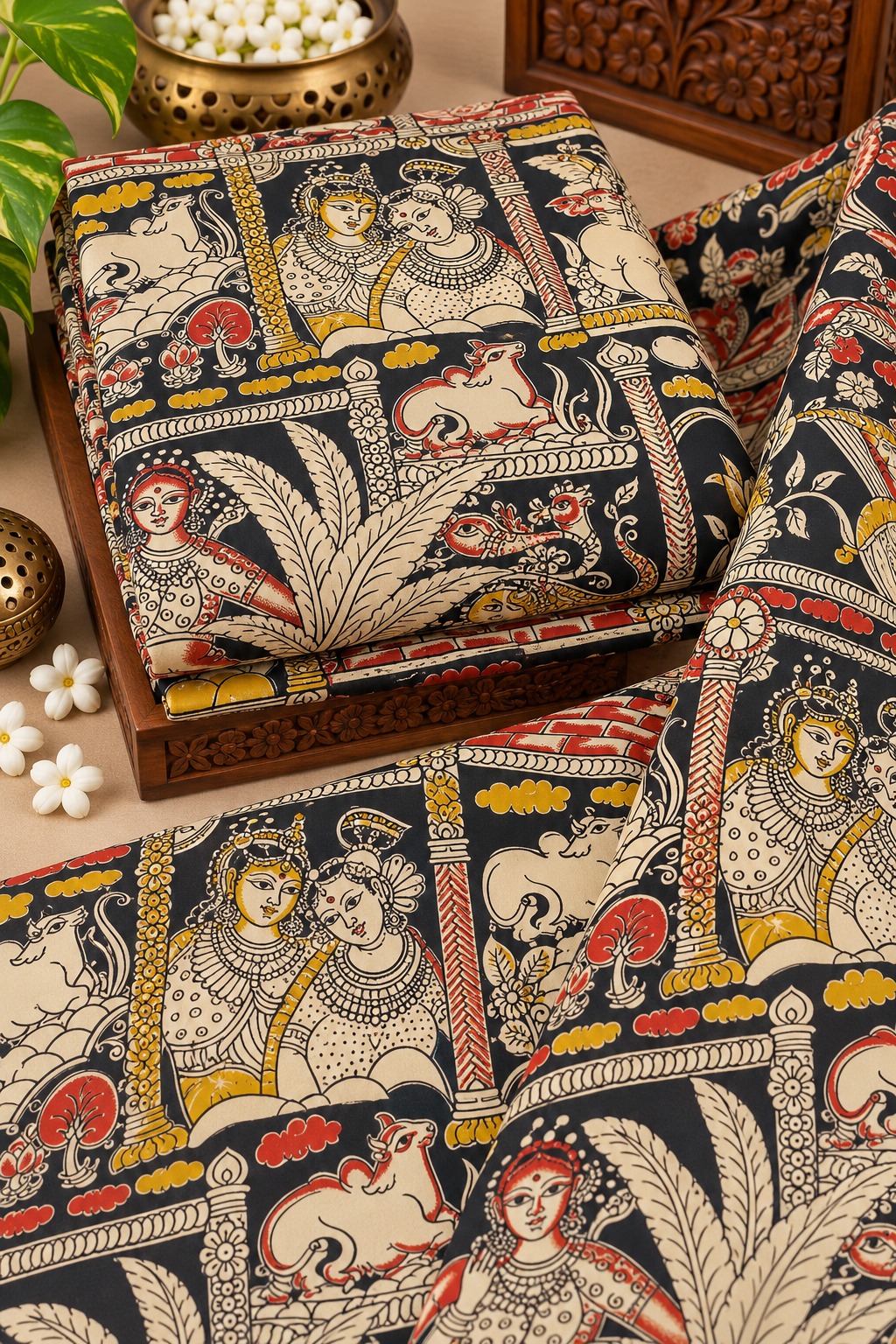 Black Heritage Figurative Kalamkari Fabric