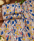 Royal Blue Traditional Figurative Kalamkari Print Fabric