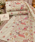 Ivory Royal Peacock & Deer Embroidered Fabric