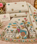 Ivory Village Story Embroidered Border Fabric