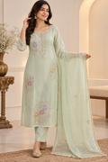 Mint Blossom Pastel Embroidered Kurta Set