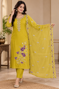 Olive Bloom Purple Floral Kurta Set