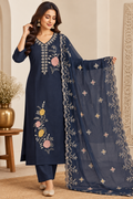 Midnight Rose Embroidered Kurta Set