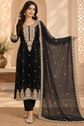 Royal Noir Gold Embroidered Kurta Set