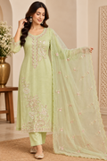 Pistachio Rose Embroidered Kurta Set