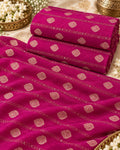 Rani Pink Zari Butti Sequin Stripe Fabric