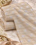 Champagne Beige Silver Butti Stripe Fabric